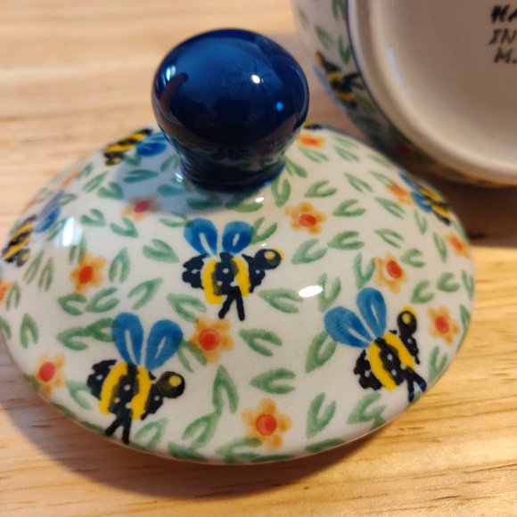 Polish Pottery Honey Bee 6" Jar with Lid - Picture 8 of 8